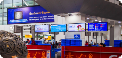 Digital screens inside the airport